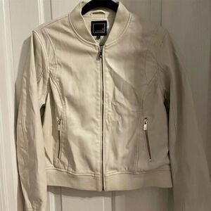 Lily & Lottie Women's Bomber Jacket Beige Size L Zip-Up Lightweight